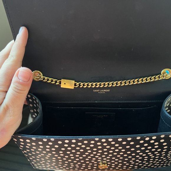 AUTHENTIC YSL Kate monogram polka dot black/cream shoulder bag - Picture 3 of 6